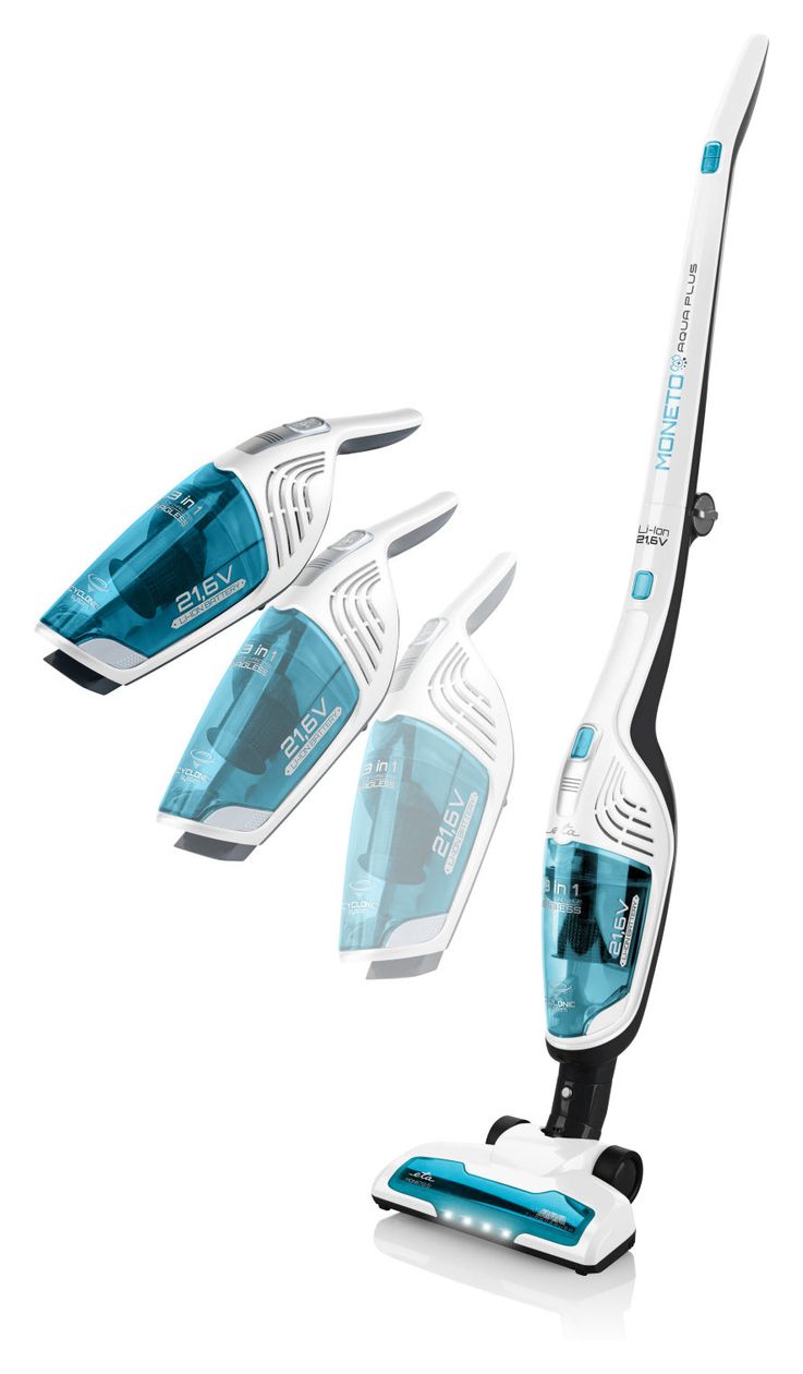 Moneto II Aqua Plus Handstaubsauger Beutellos bis 50 min Laufzeit 21,6 V HEPA  (Blau, Weiß) 