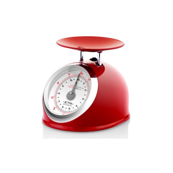 Storio Mechanische Küchenwaage bis 5 kg Genauigkeit 25 g (Rot, Edelstahl, Weiß) 
