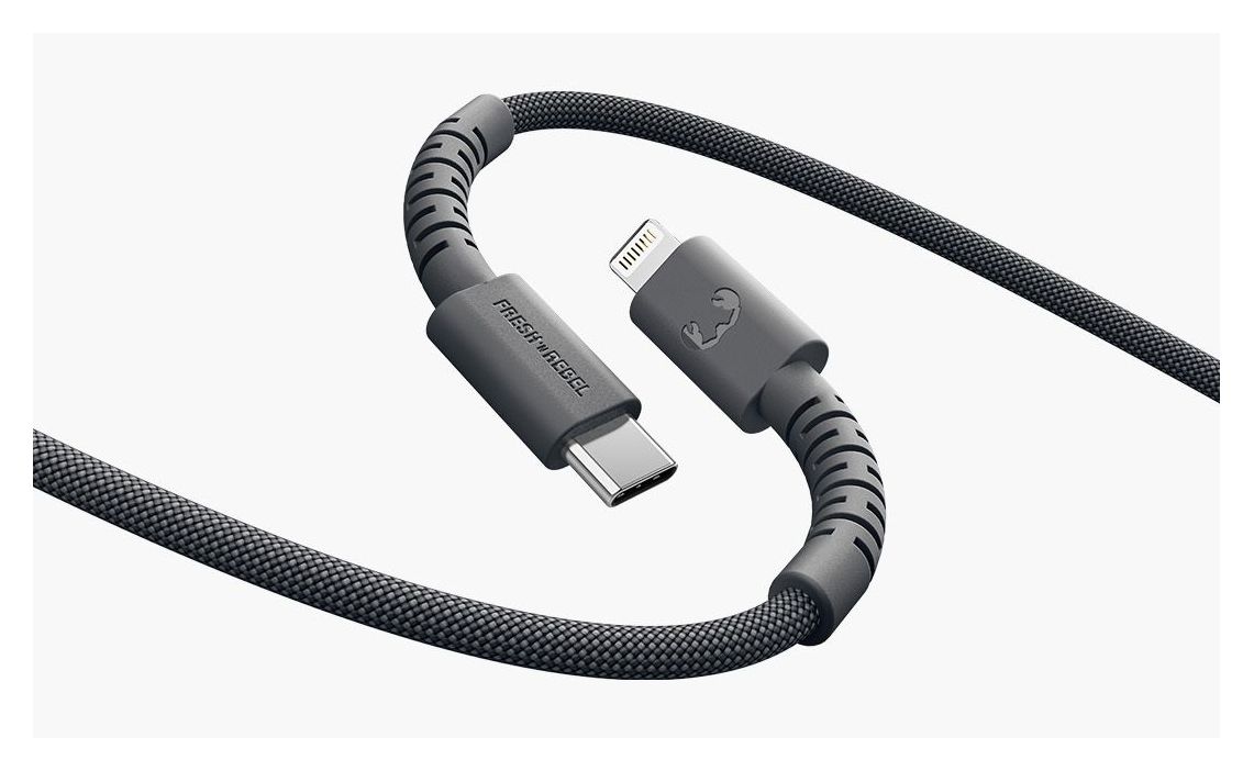FlexWave Rundkabel Lightning auf USB C Männlich 2 m  (Grau) 