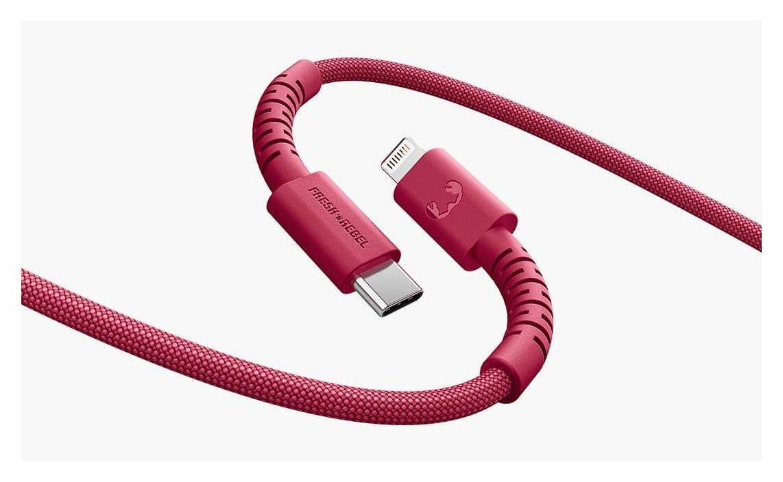 FlexWave Rundkabel Lightning auf USB C Männlich 2 m  (Rot) 