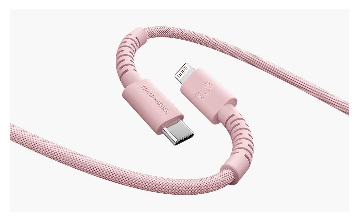 FlexWave Stecker Rundkabel Lightning auf USB C 2 m  (Pink) 