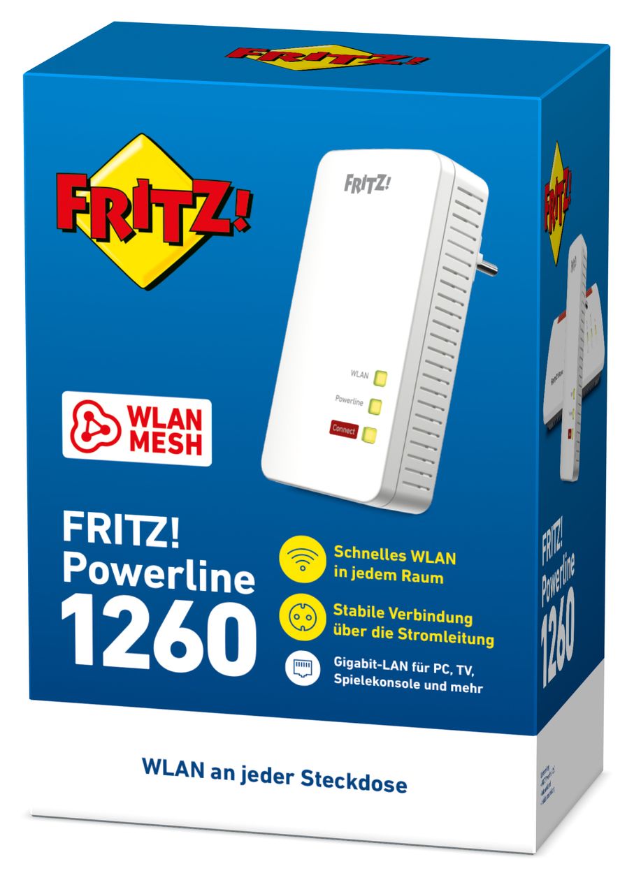 FRITZ! Powerline 1260E Single Powerline Adapter 1200 Mbit/s WiFi 5 