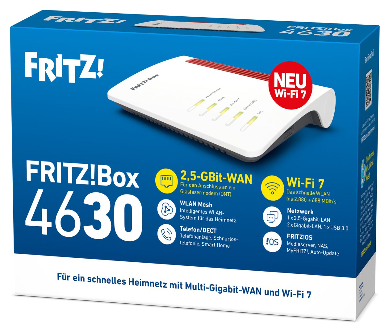 FRITZ!Box 4630 WiFi 7 Router Dual-Band (2,4 GHz/5 GHz) 688 Mbit/s 