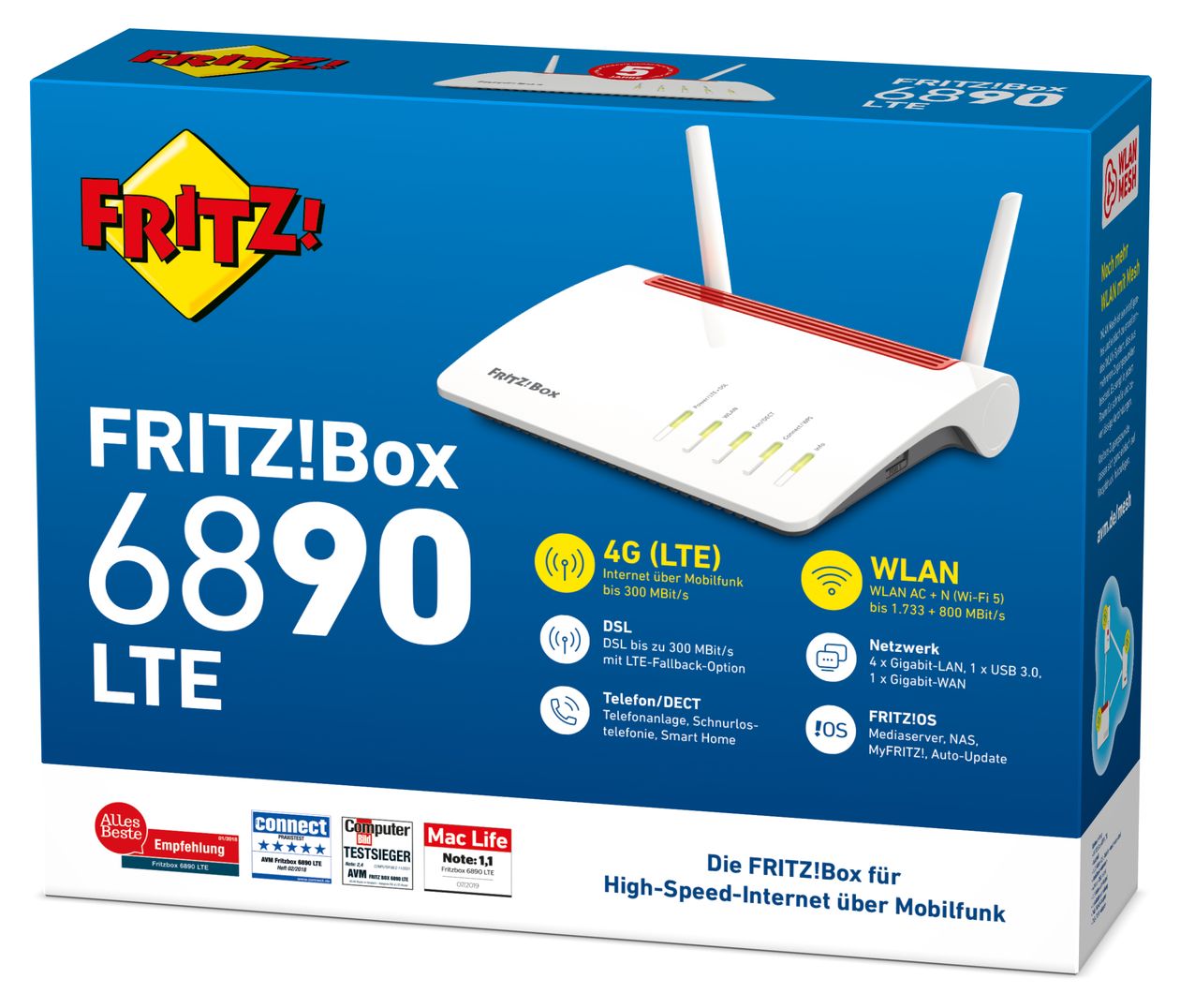 FRITZ!Box 6890 LTE WiFi 5 Router Dual-Band (2,4 GHz/5 GHz) 1733 Mbit/s 