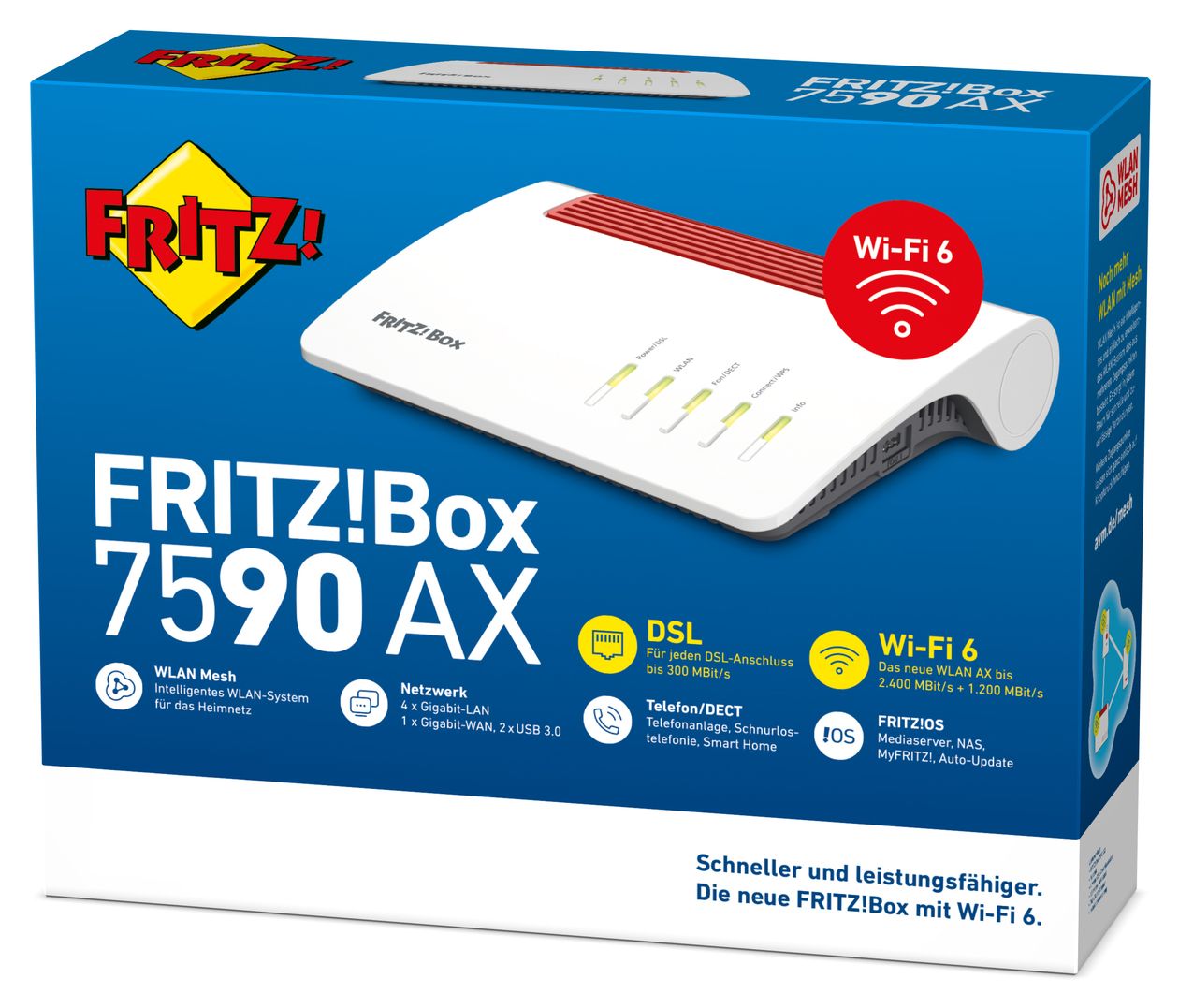 FRITZ!Box 7590 AX WiFi 6 Router Dual-Band (2,4 GHz/5 GHz) 1200 Mbit/s 