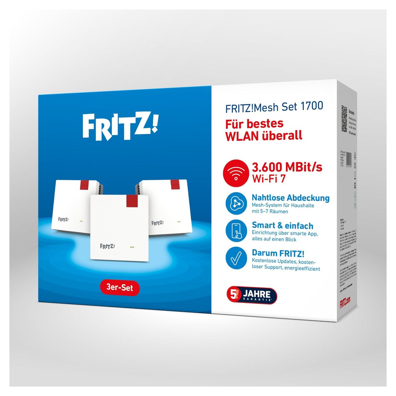 FRITZ!Mesh Set 1700 3-Pack WiFi 7 Router Dual-Band (2,4 GHz/5 GHz) 