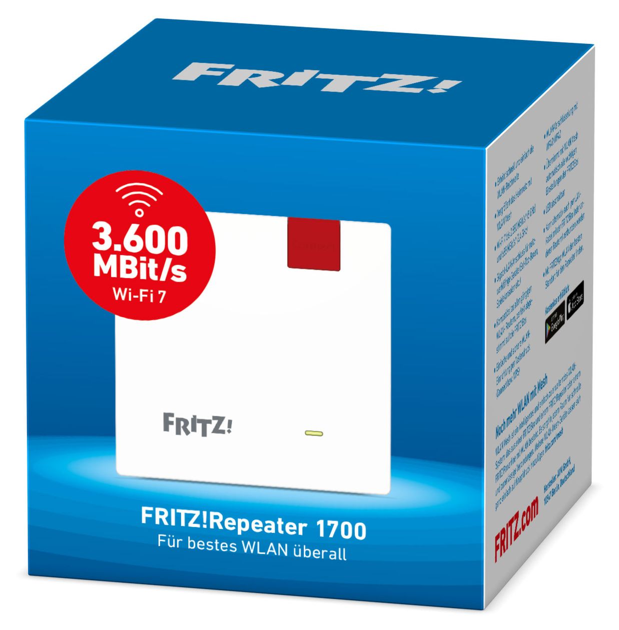 FRITZ!Repeater 1700 WiFi 7 Dual-Band (2,4 GHz/5 GHz) 