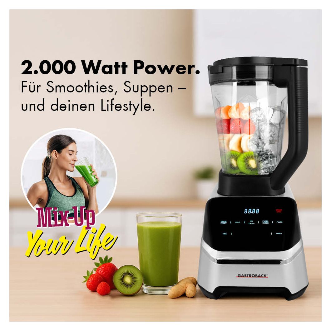40987 Design Multi-Power 2 l Standmixer 2000 W  (Schwarz, Edelstahl) 