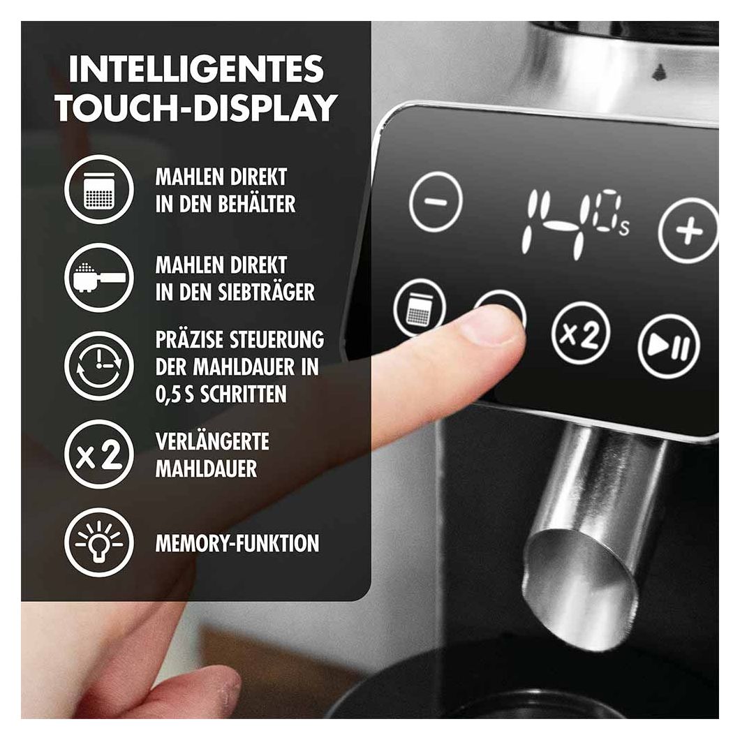 42644 Pro Touch 30 Kaffeemühle für 300 g 150 W (Schwarz, Transparent) 