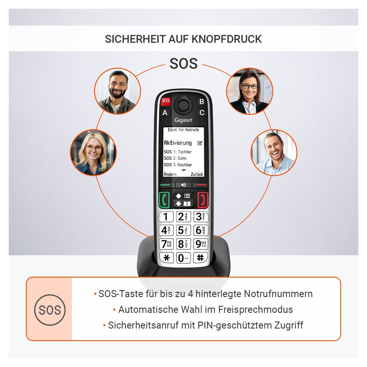 Easy 500A Analoges/DECT-Telefon  (Schwarz, Silber) 