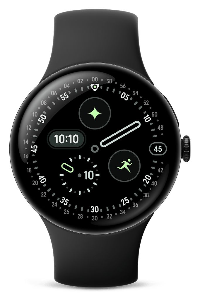 Pixel Watch 4 Digital 45 mm S/L Smartwatch Rund IP68 72 h 320 ppi 4G  (Schwarz) 