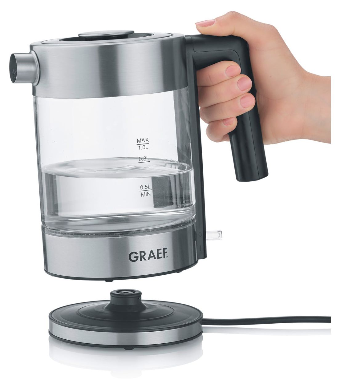 WK300 1,0 l Wasserkocher 2000 W (Schwarz, Edelstahl, Transparent) 