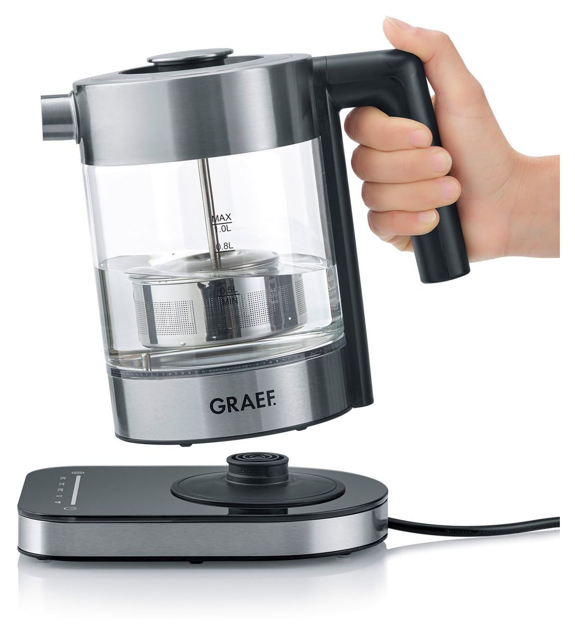 WK350 1,0 l Wasserkocher 2000 W (Schwarz, Edelstahl, Transparent) 