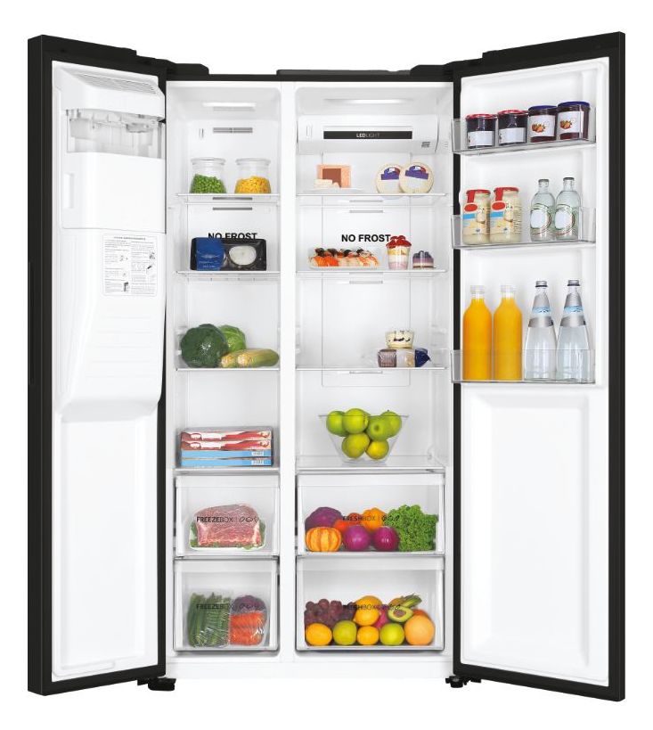 HSOBPIF9183 Side-by-Side Kühl-/ Gefrierkombination 337 l / 178 l 393 kWh NoFrost 1775 mm x 908 mm  (Schwarz) 