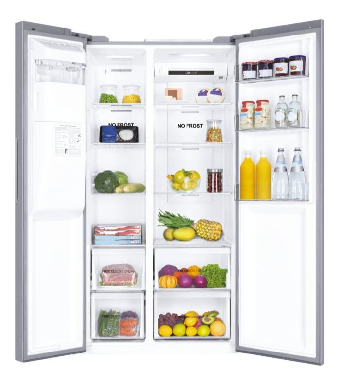 HSOGPIF9183 Side-by-Side Kühl-/ Gefrierkombination 337 l / 178 l 393 kWh NoFrost 1775 mm x 908 mm  (Silber) 