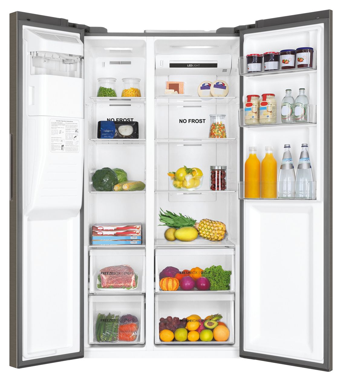 HSR3918FIMP Side-by-Side Kühl-/ Gefrierkombination 337 l / 178 l 393 kWh NoFrost 1775 mm x 908 mm  (Grau) 
