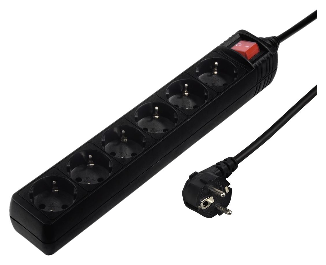137266 Steckdosenleiste mit Schalter 6-fach 5 m  (Schwarz) 