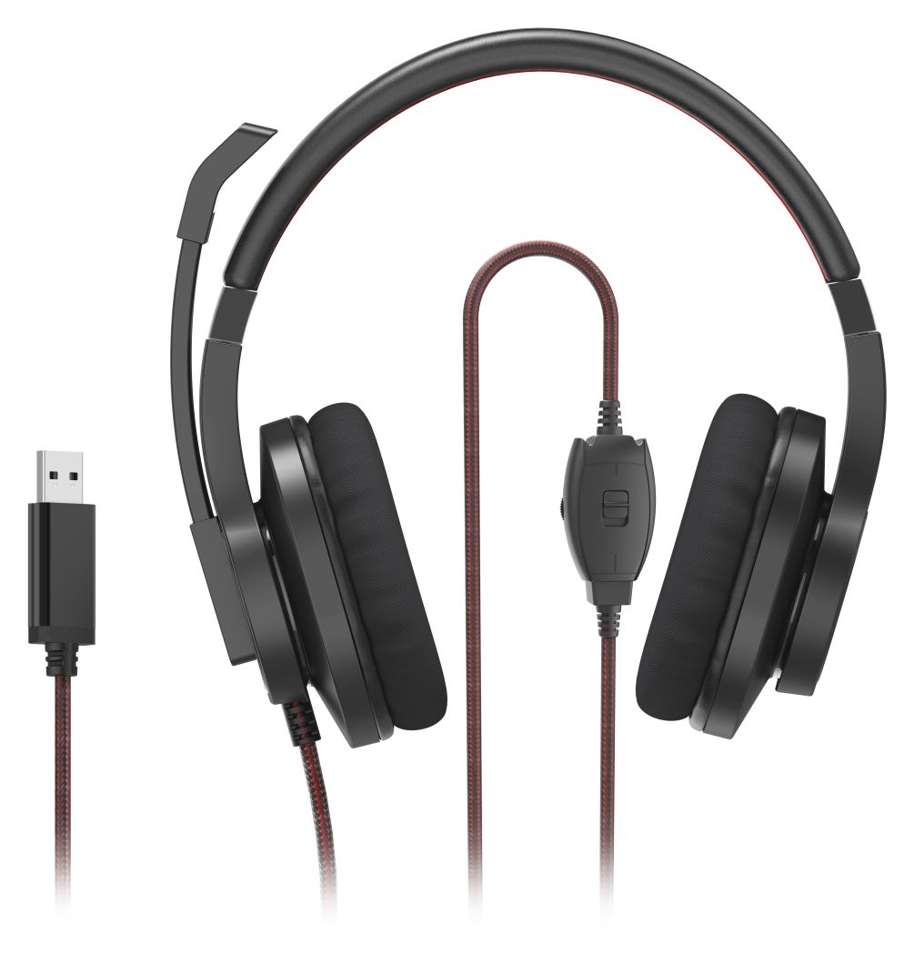 139937 HS-USB400 V2 Over Ear Kopfhörer Kabelgebunden USB Typ-A  (Schwarz, Rot) 