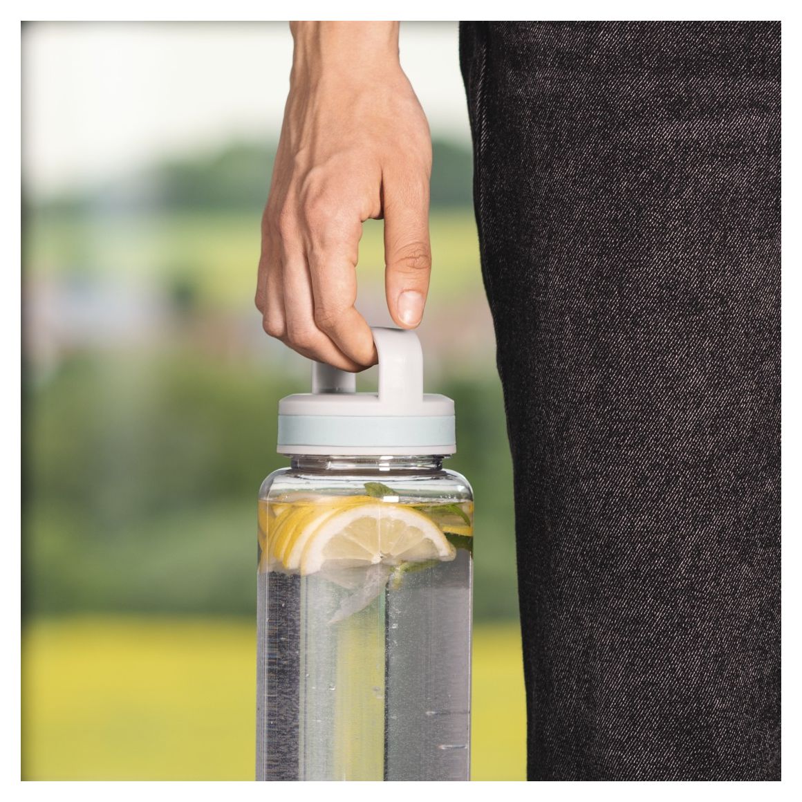 181593 Trinkflasche 1,25l Kunststoff, Silikon  (Transparent) 
