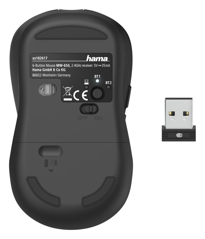 182617 MW-650 2400 DPI Büro Maus Optisch  (Schwarz) 