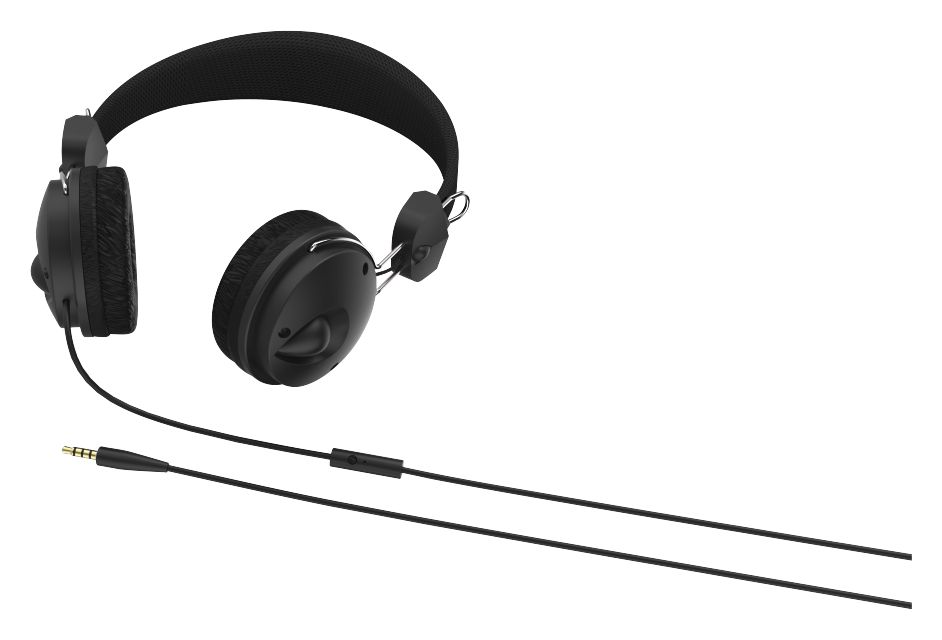 184016 Fun4Phone Ohraufliegender Kopfhörer Kabelgebunden  (Schwarz) 