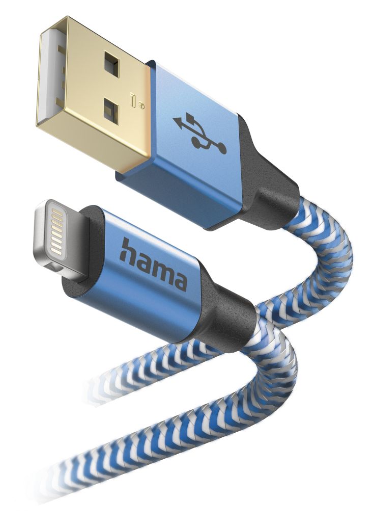201553 Reflective Lightning auf USB A Männlich 1,5 m  (Blau) 