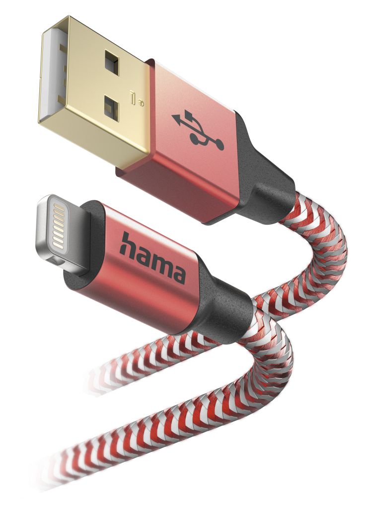201554 Reflective Lightning auf USB A Männlich 1,5 m  (Rot) 