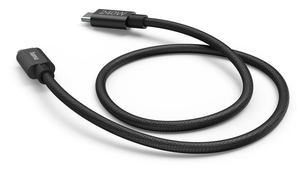 201702 5 Gbit/s Rundkabel USB C auf USB C Männlich bis 240 W 1,5 m  (Schwarz) 