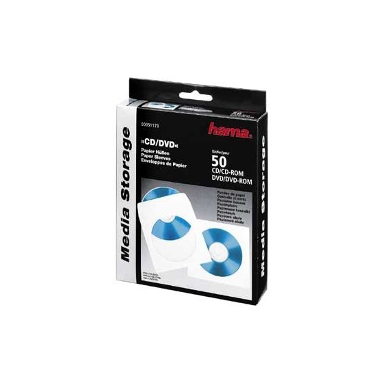 CD Paper Sleeves, white, 50 pcs/Pack 