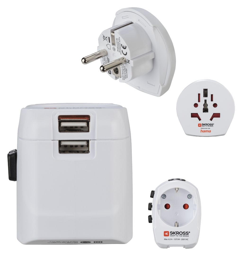 World Travel Pro Light USB Reiseadapter für bis zu 200 Länder 