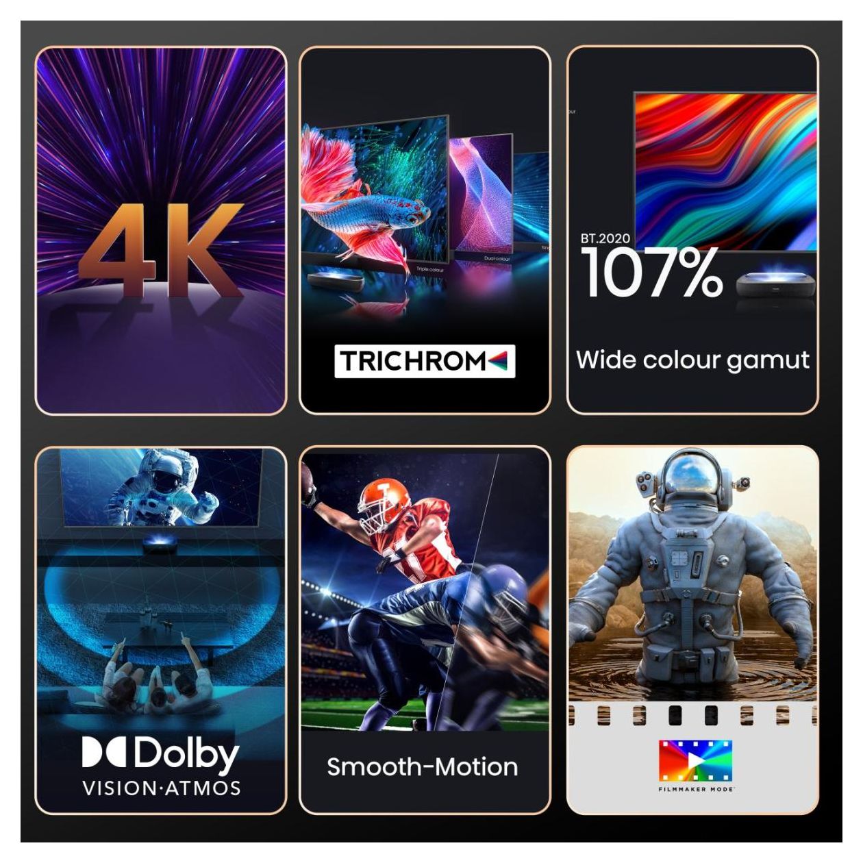 100L9HD 4K Laser TV inkl. Soft Daylight Screen 2,54 m (100 Zoll)  (Schwarz) 