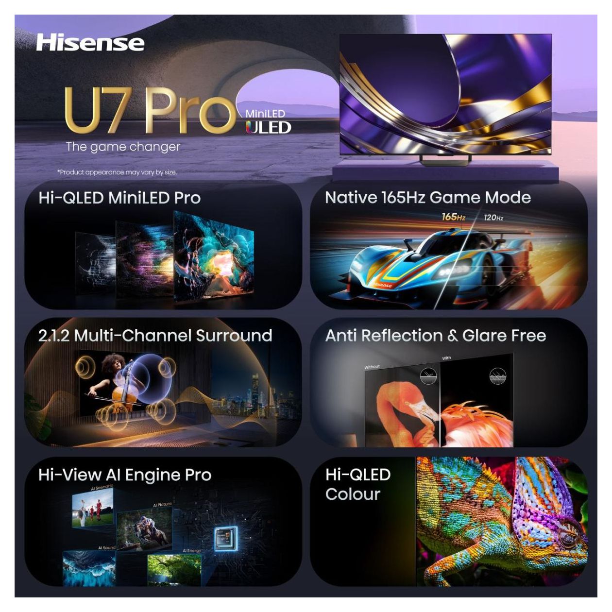 85U7DS PRO LED 2,16 m (85 Zoll) Fernseher 4K Ultra HD VESA 600 x 400 mm  (Schwarz, Grau) 