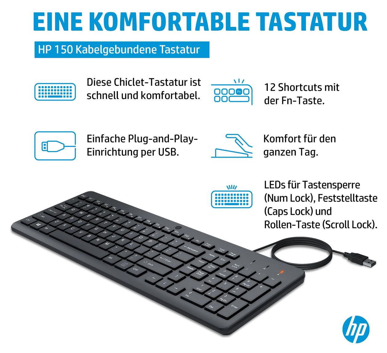 150 Universal Tastatur USB  (Schwarz) 