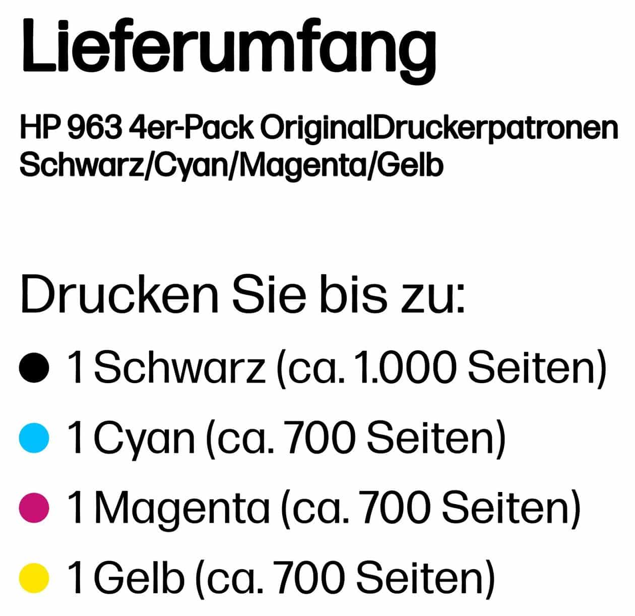 Nr.963 4er-Pack originale Druckerpatronen Schwarz, Cyan, Magenta, Gelb 47,86 ml 1000 Seiten 