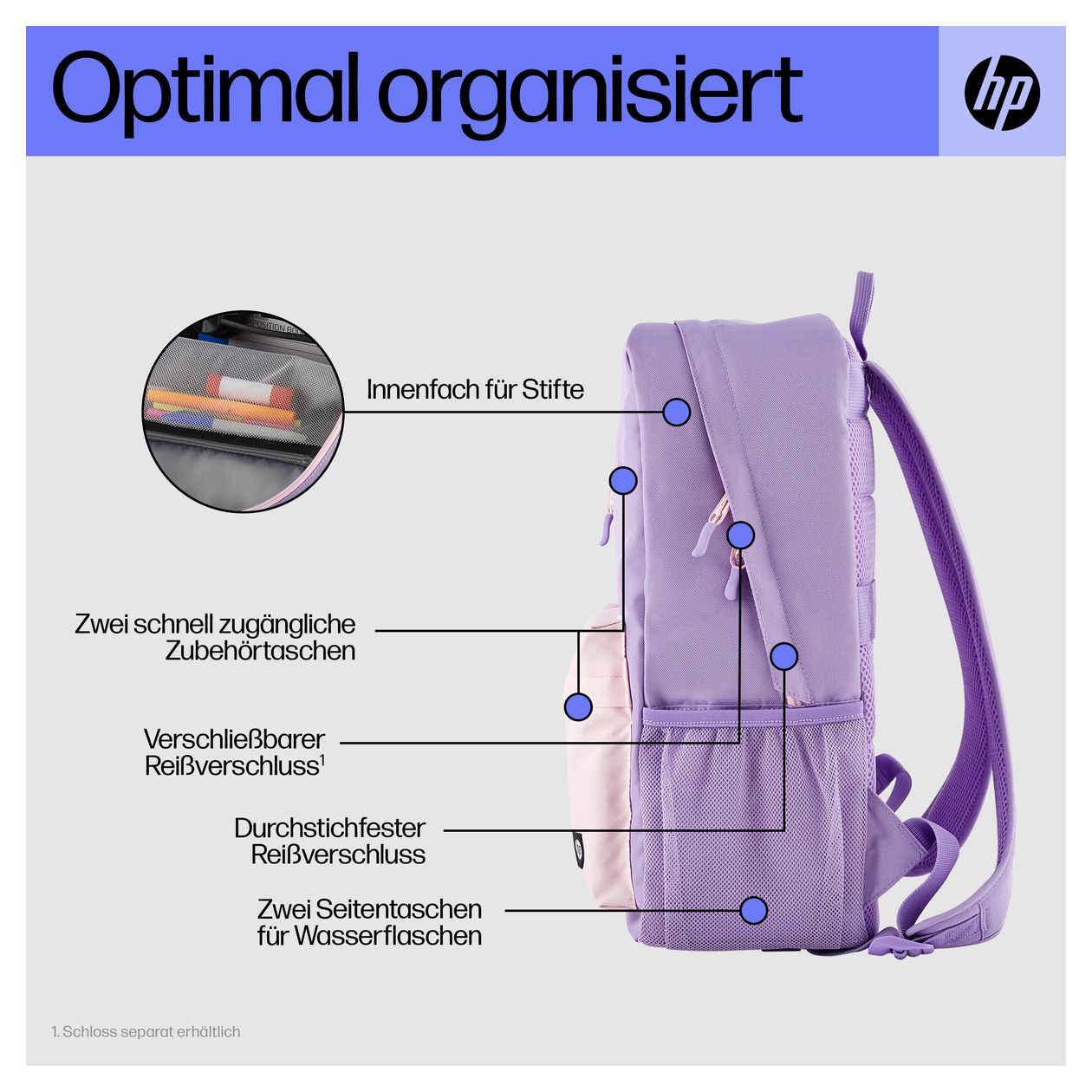 Campus Notebook-Rucksack bis 39,6 cm (15.6 Zoll) (Lavendel) 