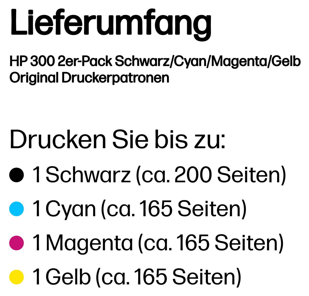 Nr.300 originale Druckerpatronen Schwarz/Cyan/Magenta/Gelb 200 Seiten 