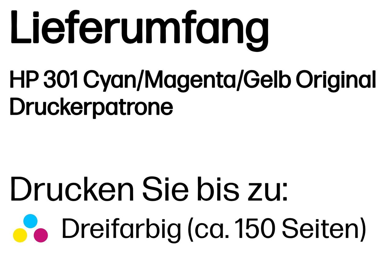 Nr.301 originale Druckerpatrone Cyan, Magenta, Gelb 3 ml 