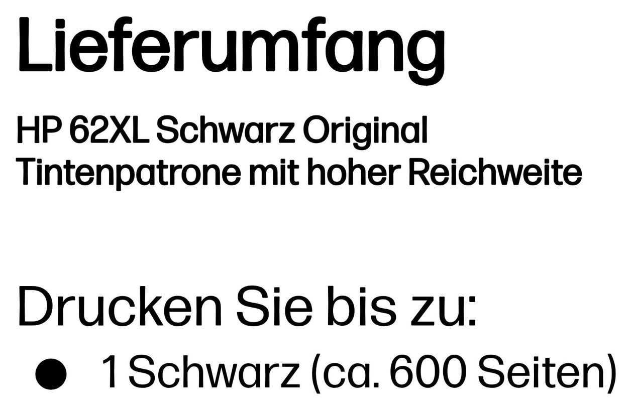 Nr.62XL Druckerpatronen Schwarz 600 ml 600 Seiten 