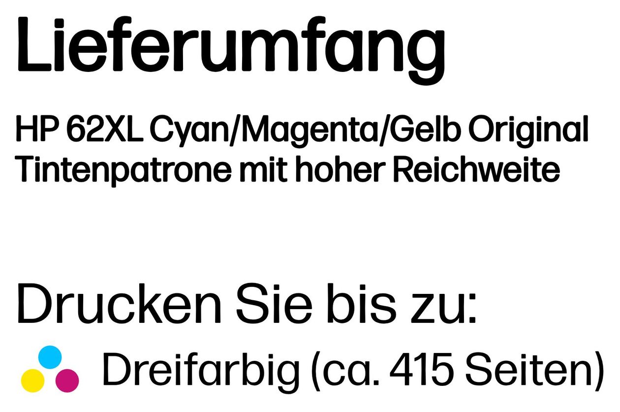 Nr.62XL Druckerpatronen Cyan, Magenta, Gelb 11,5 ml 