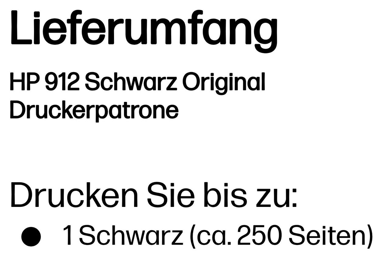 Nr.912 originale Druckerpatronen Schwarz 6,5 ml 250 Seiten 