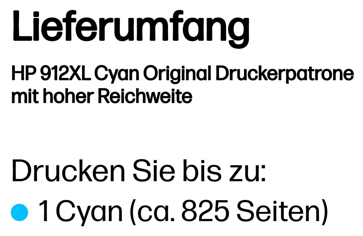 Nr.912XL originale Druckerpatronen Cyan 8,5 ml 