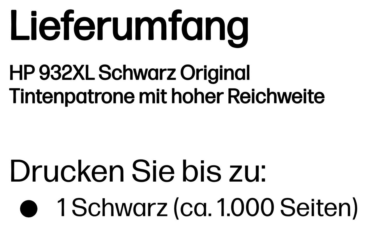 Nr.932XL originale Druckerpatronen Schwarz 22,5 ml 1000 Seiten 