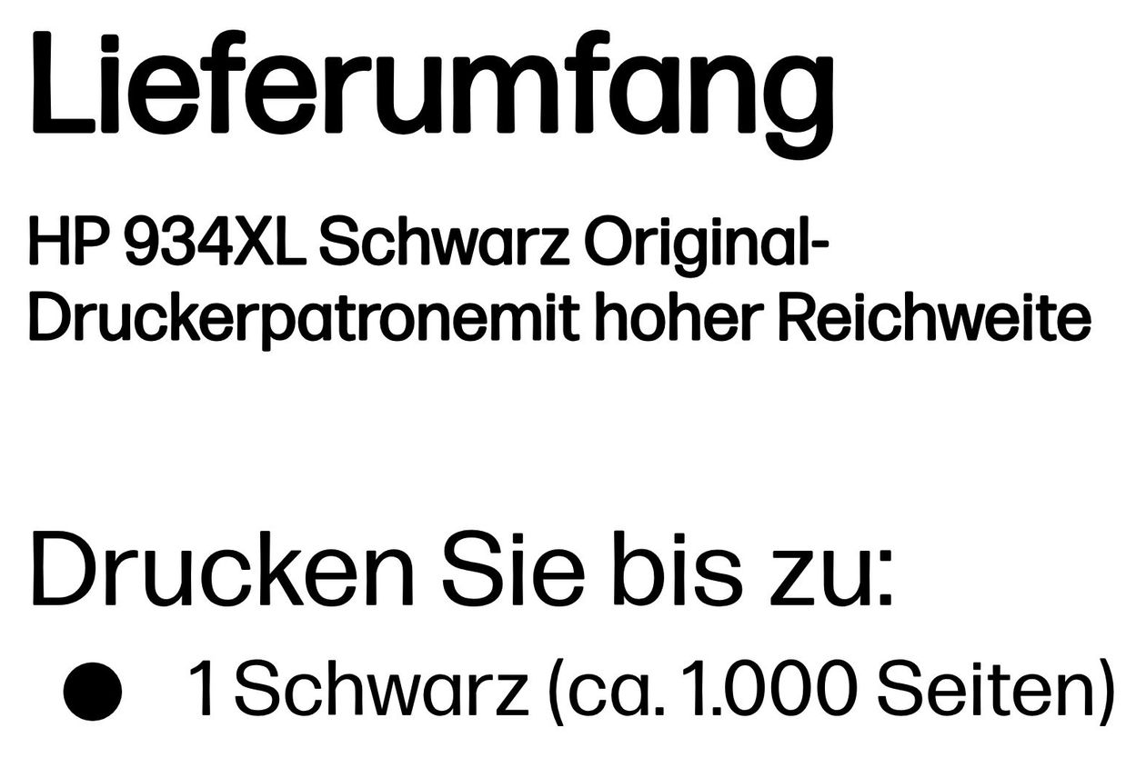 Nr.934XL originale Druckerpatronen Schwarz 25,5 ml 1000 Seiten 