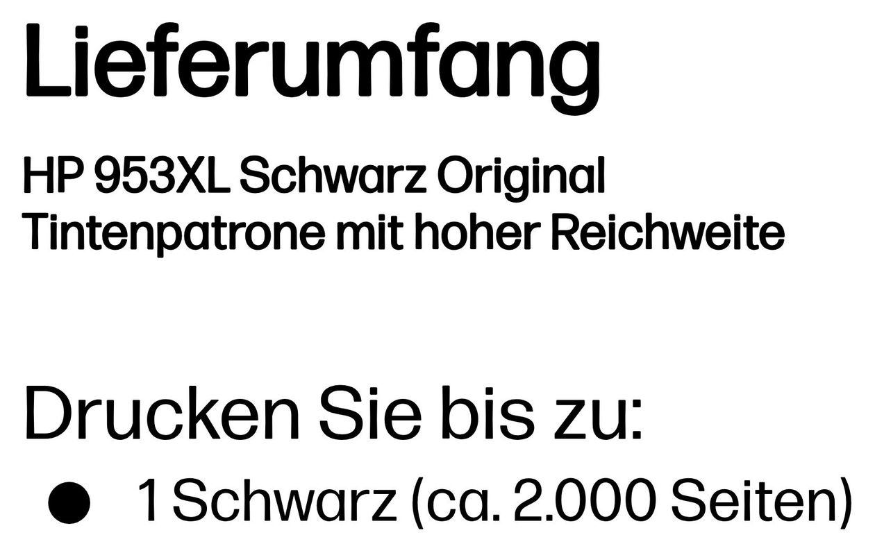 Nr.953XL Druckerpatronen Schwarz 42,5 ml 2000 Seiten 