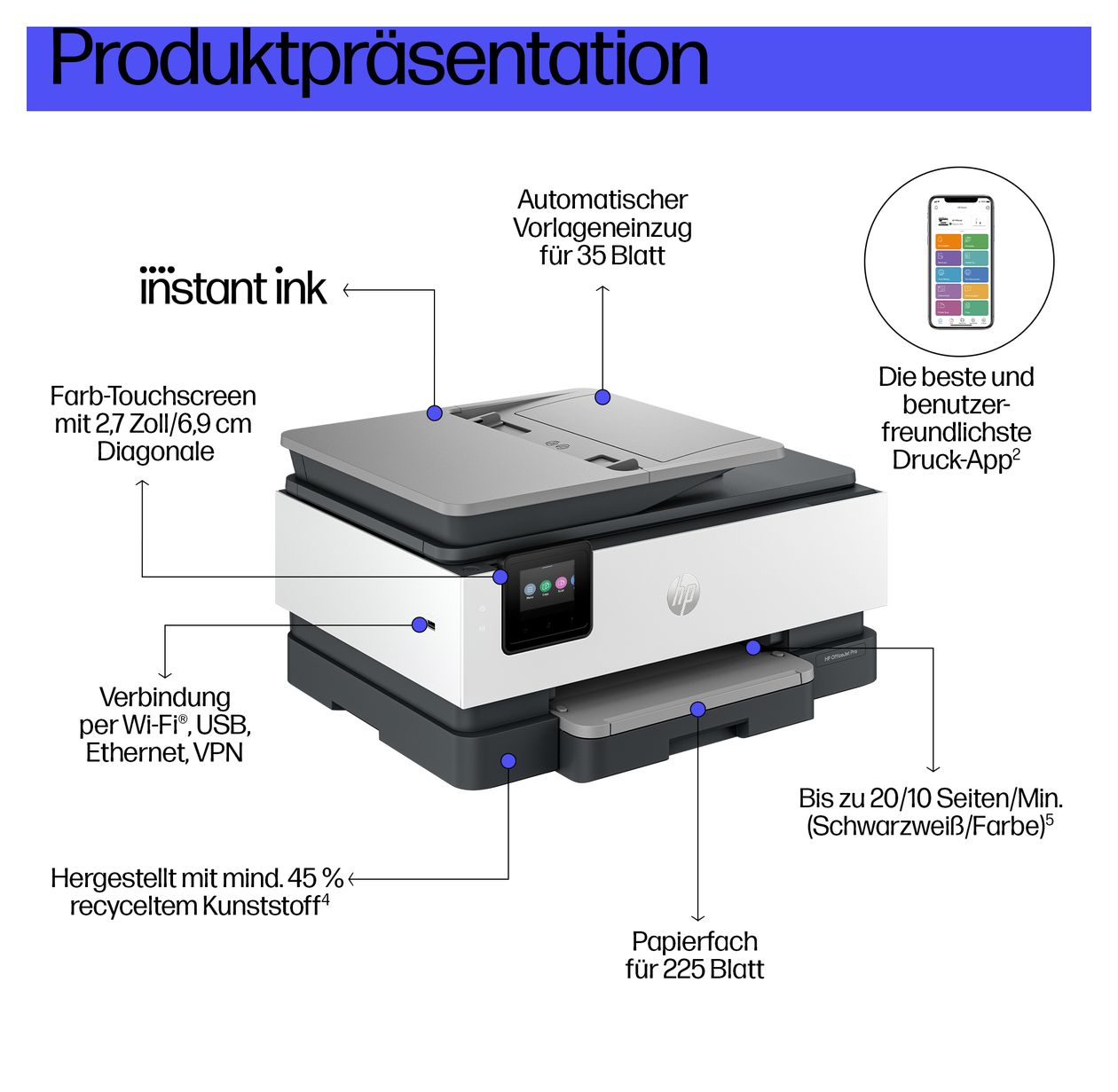 OfficeJet Pro 8134e All in One A4 Thermal Inkjet Drucker 4800 x 1200 DPI 