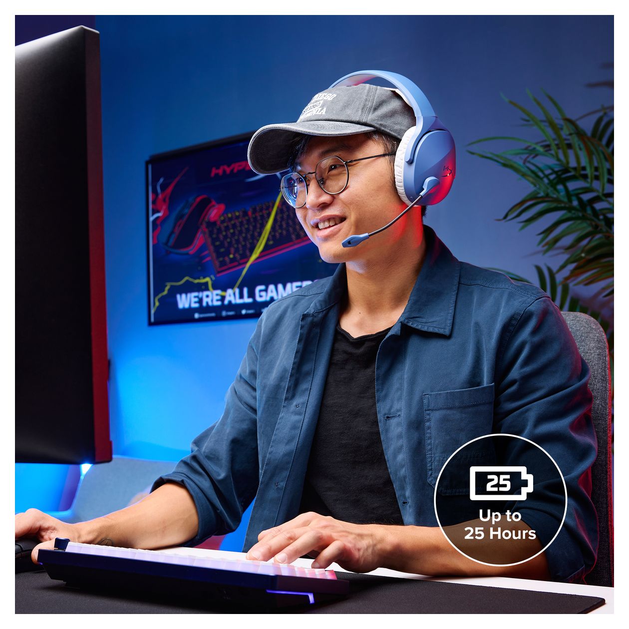 Cloud Jet Wireless Gaming-Headset Over Ear Bluetooth Kopfhörer kabellos USB Typ-A  (Blau) 