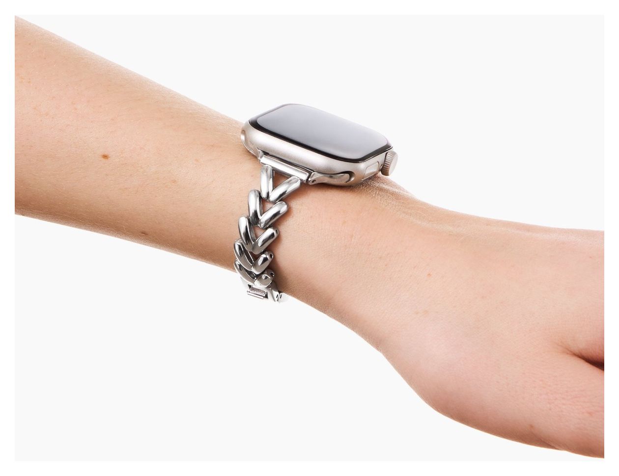 Delicate Chain Watch Band Armband 42 mm Apple Watch Series 1–3 44 mm Apple Watch Series 4–6 44 mm Apple Watch SE (1.–3. Generation) 45 mm Apple Watch Series 7–9 46 mm Apple Watch Series 10–11 49 mm Apple Watch Ultra/Ultra 2–3  (Silber) 