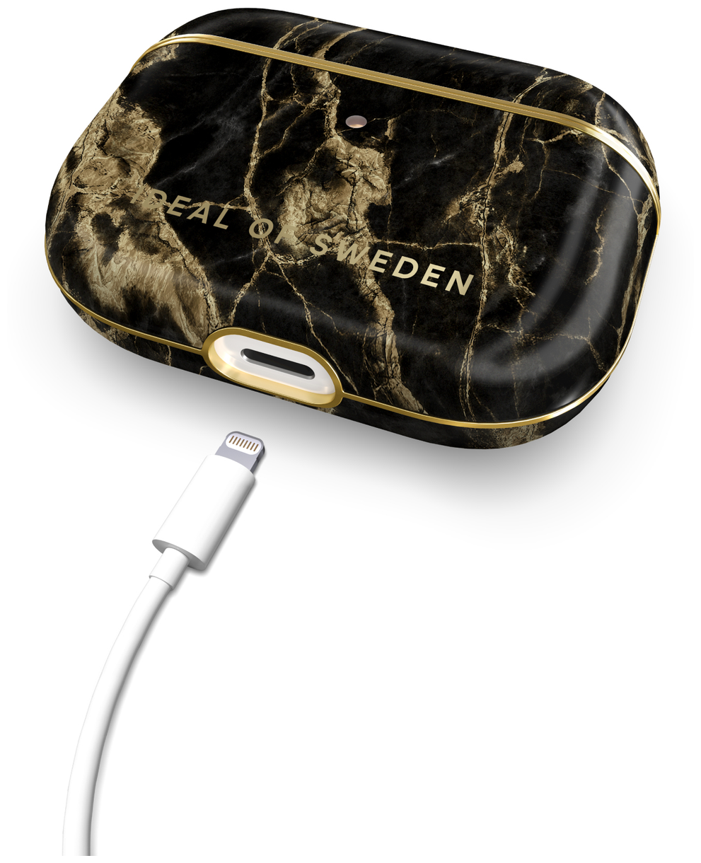 Case für Apple Airpods Pro Golden Smoke Marble  (Schwarz, Gold) 