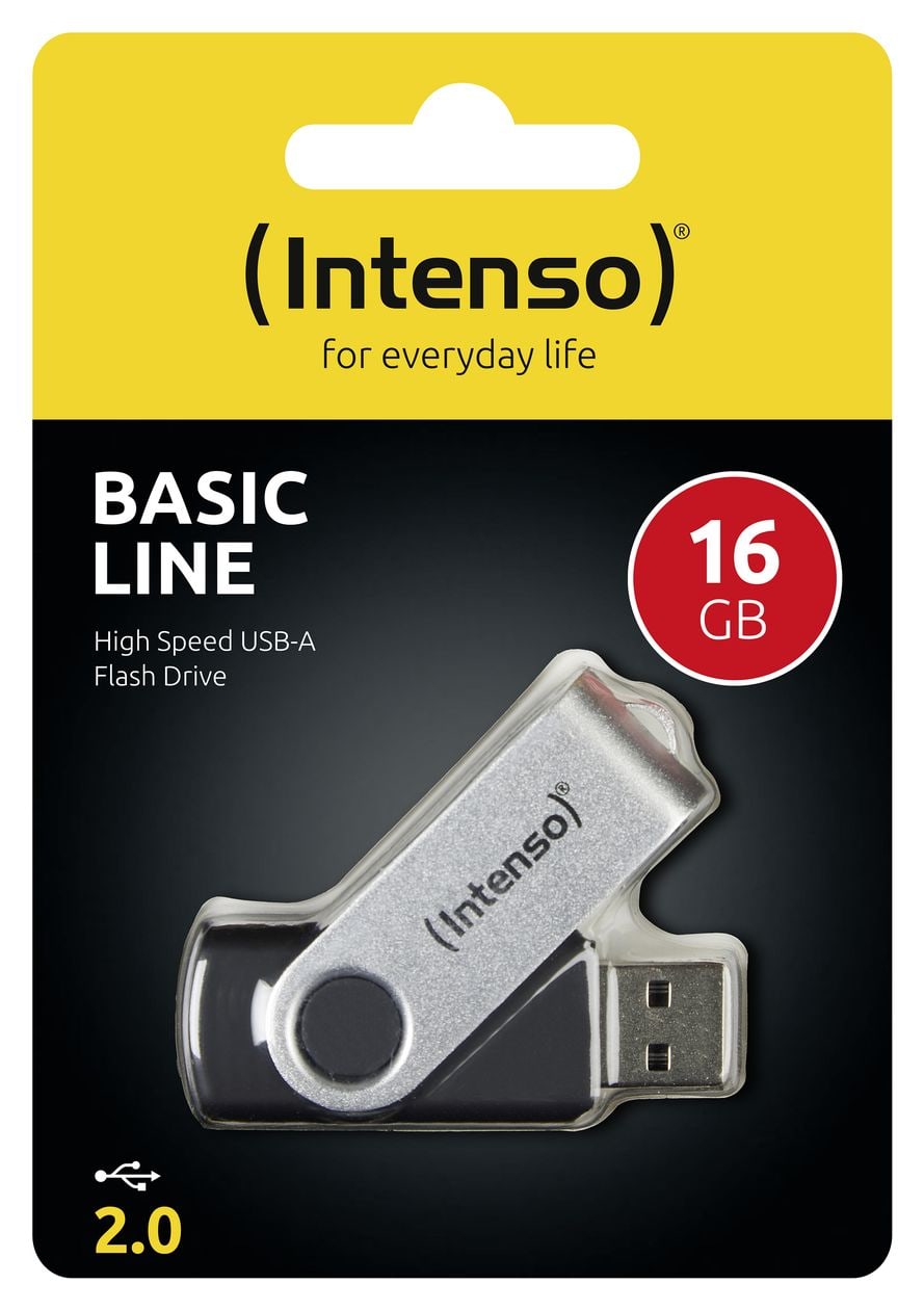 Basic Line USB Typ-A Stick 16 GB  (Schwarz, Silber) 