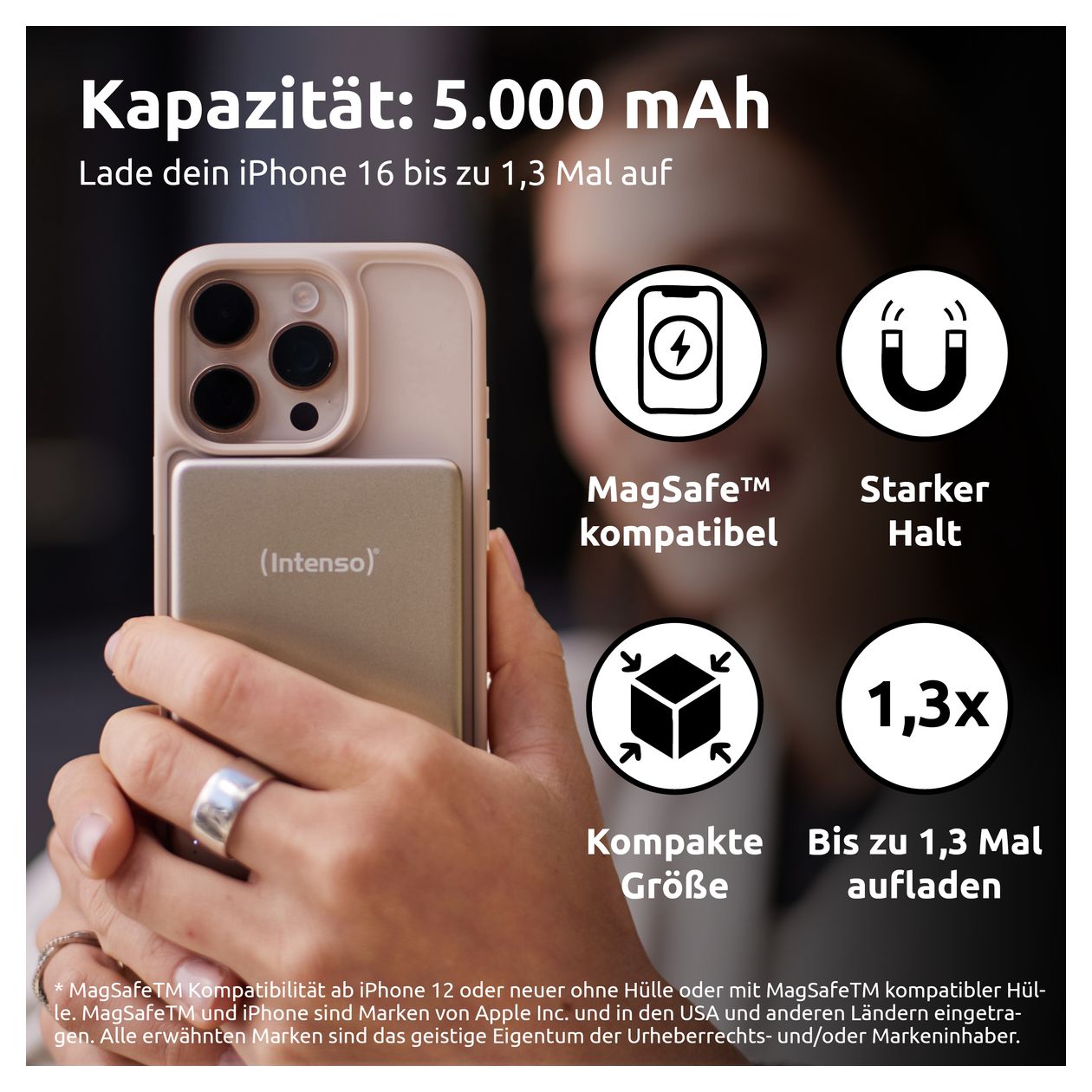 MW 5000 mAh Powerbank USB Typ-C Kabelloses Laden  (Champagner) 